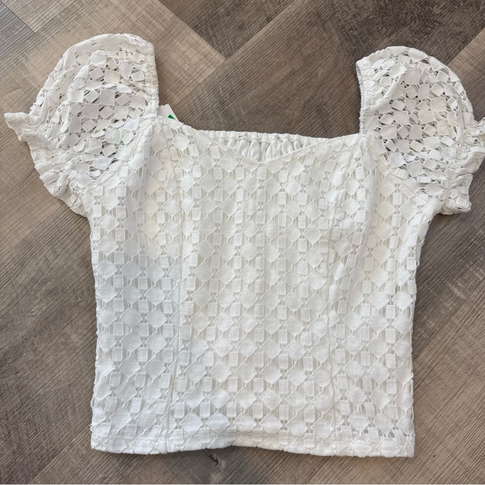 Monteau White Eyelet Blouse
